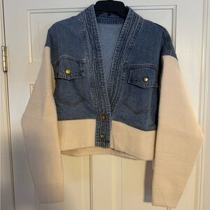Commense NWT Denim and Cream cardi